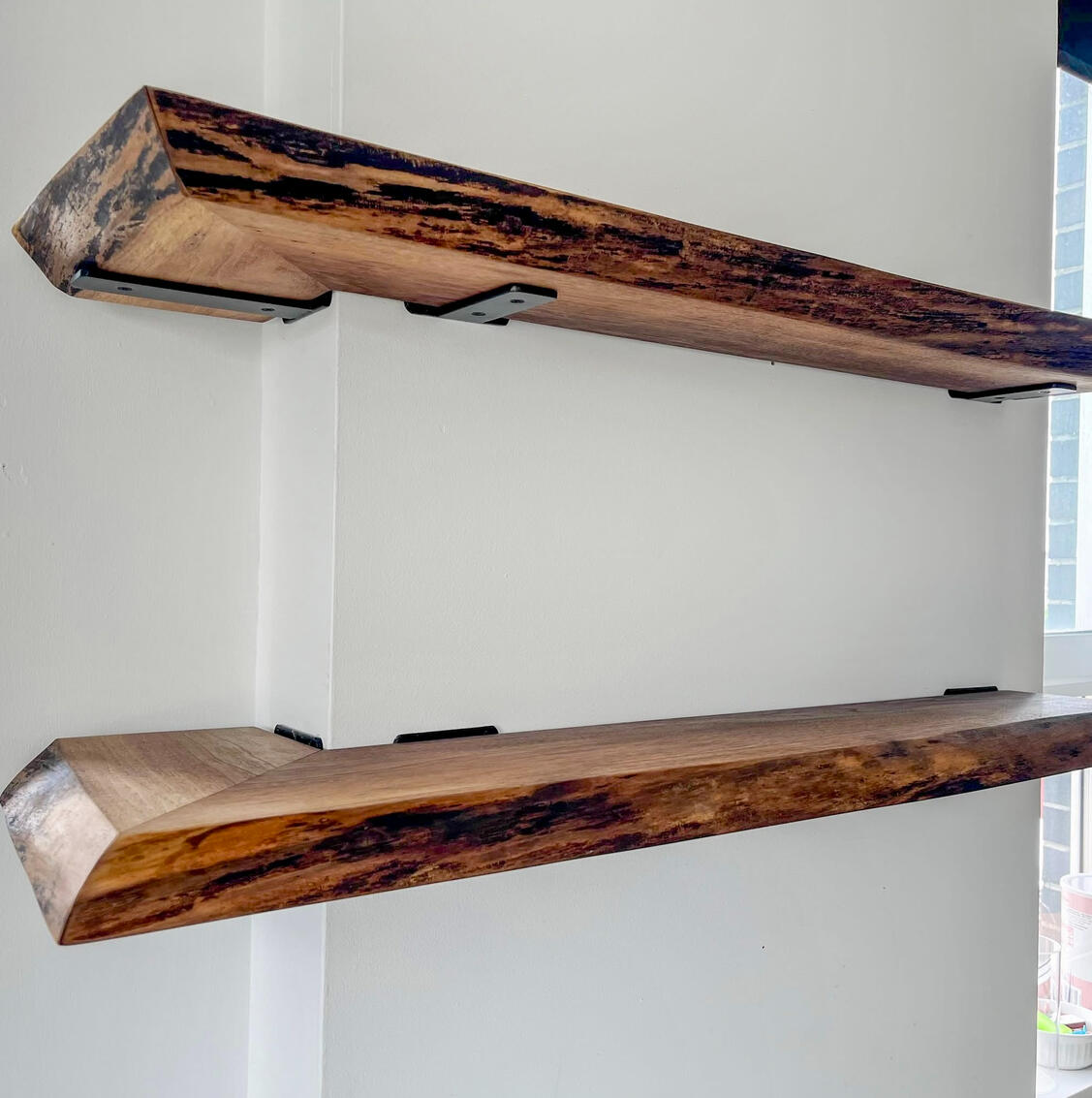 Walnut corner shelves Walnut corner shelves