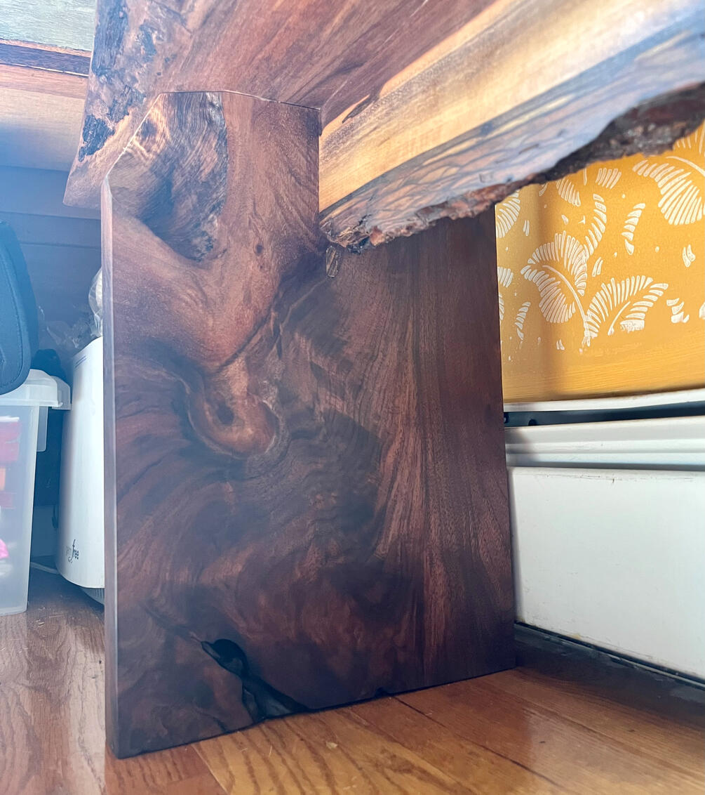 Black walnut bench leg Black walnut bench leg